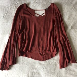Bell Sleeve Cross Back Top